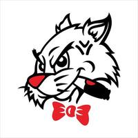 illustration of a cat wearing a tie and smoking on a white background vector