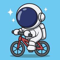 Cartoon Astronaut Riding a Bicycle Illustration vector