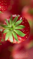 Animation of a group of strawberry. Many strawberry slowly rotate in the background in space. Vertical composition. video