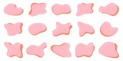 Set of liquid organic shapes. fluid abstract shapes. amoeba blob shapes. irregular round blot form with doodle circle line. pastel colors. design for decorations vector