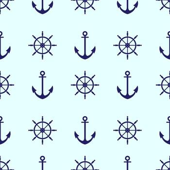 Navy seamless pattern with anchor and steering wheel. Seamless pattern for wallpaper, print, wrapping paper, textile. vector