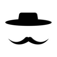 A black hat with a mustache and a mustache vector