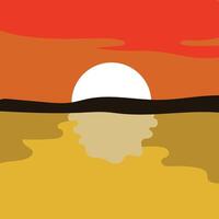 A sunset with a yellow, orange and red background vector