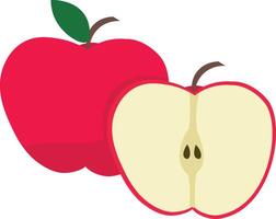 An apple with a slice cut in half vector