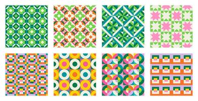 Essential geometric banner printable seamless pattern with abstract Minimal elegant line form stroke shapes in vibrant colors. Modern simple background in minimalist mid century style wall art vector
