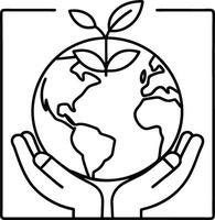 Hands gently holding earth with sprouting plant symbolizing growth and care vector