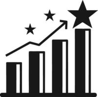 Rising bar chart with upward trend line and stars symbolizing success vector