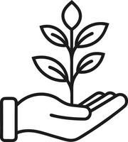 Hand gently holding a growing plant symbolizing growth and care vector