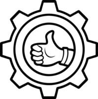 Gear with thumbs up symbolizing quality and approval vector