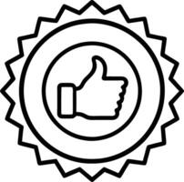 Black and white thumbs up icon inside a circular seal of approval vector