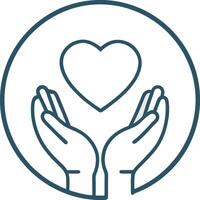 Hands offering a heart symbol inside a circle icon vector