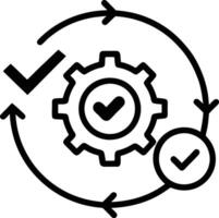 Circular workflow with gears and checkmarks indicating successful process completion vector