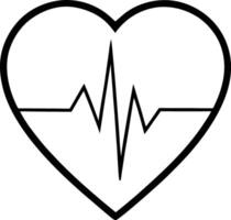Simple black and white heart with ekg line symbol vector