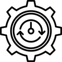 Industrial gear with circular arrow and pointer symbolizing process automation vector