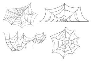 Spiderweb corner line border, gothic scary hanging net frame Simple spooky halloween decoration. Cobweb spider trap. vector