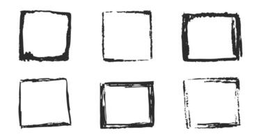Grunge rectangle frames with textured edges, paint brush ink graffiti splatter and stencil border. Retro scribble abstract shape. vector