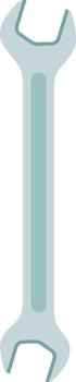 Light blue wrench positioned vertically against a white background, symbolizing concepts of maintenance, repair, and mechanical work in various industries and applications vector