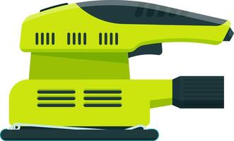 Professional power tool for sanding wood and metal surfaces, featuring a green body and black handle, ideal for carpentry, construction, and DIY projects vector