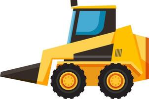 Skid steer loader is working on a construction site, moving earth and materials with its powerful bucket, showcasing its utility in various construction projects vector
