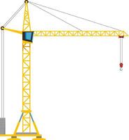 Tower crane working lifting building materials on construction site, heavy machinery used to build tall buildings, industrial background with construction equipment vector