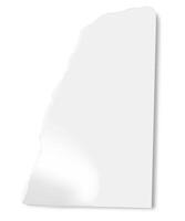 Vertical piece of blank white paper with ripped edges casting a shadow is isolated on a white background, providing copy space for text or design elements vector