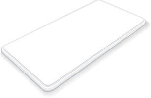 Modern white smartphone featuring a blank screen and showcasing a perspective view, ideal for highlighting mobile apps or websites in a clean, minimalistic design vector