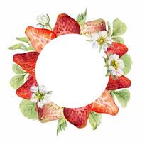 Strawberry and flower wreath design vector