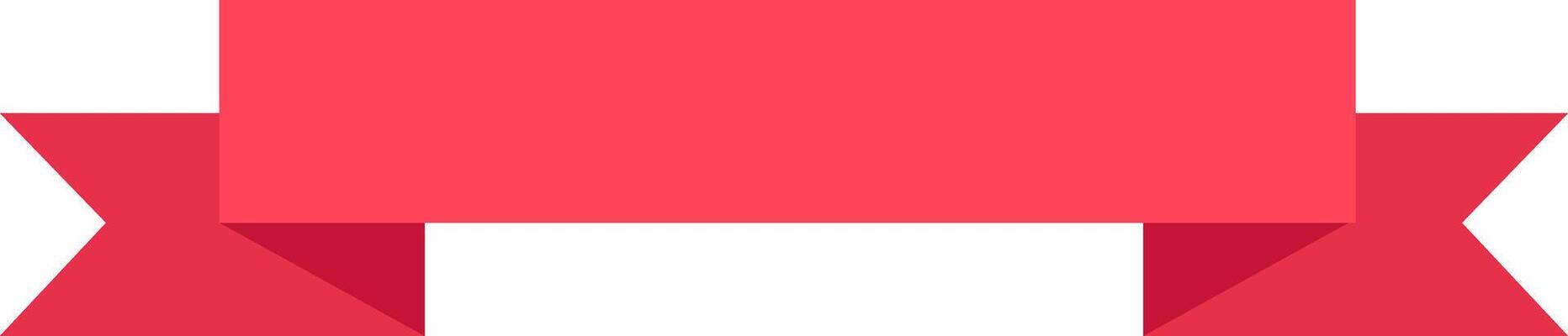 Red ribbon banner featuring folded corners and forming a star shape, isolated against a white background, offers a simple yet elegant design perfect for various graphic elements and decorations