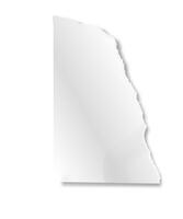 Vertical blank piece of ripped white paper with rough edges casting a shadow on a plain white background, providing copy space for text or design elements vector