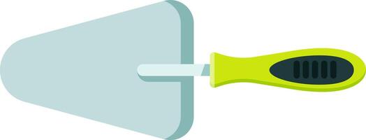 Modern ergonomic trowel with a comfortable lime green handle, ideal for construction, masonry, and tiling projects, ensuring a firm grip and precise application of materials vector