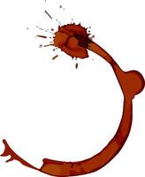 Coffee cup ring stain forming a circle with splash and drops on a white background, perfect for representing concepts related to coffee breaks, mornings, or beverage consumption vector