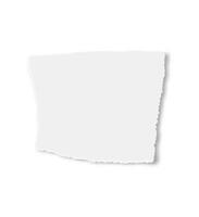 White torn piece of paper resting on a white background, casting a soft shadow that enhances its realistic appearance, serves as a versatile design element for various creative projects vector