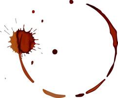 Coffee cup ring stain featuring a splash forming an arc with droplets, isolated on a white background, creates a messy yet artistic pattern with a unique texture and design vector