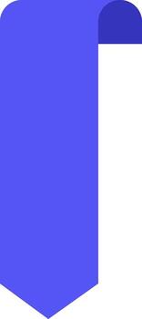 Simple blue bookmark featuring a downward point and a gently curved top edge, serving as a practical tool for marking a specific location in books or documents during reading or study vector