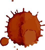 Large spot of brown liquid resembling coffee or blood creating a stain, with splashes and droplets scattered around, isolated on white background, offering a dramatic and artistic visual vector