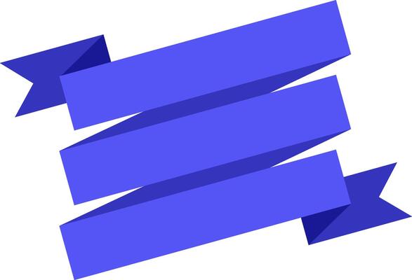 Three elegant blue ribbons forming a banner, gently waving against a clean white background, enhancing designs with a refined touch perfect for celebrations and achievements