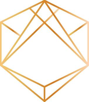 Geometric crystal with golden lines forming an abstract shape, ideal for backgrounds, decorations, and modern design projects, representing elegance and sophistication vector