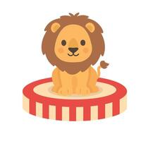 Cartoon Lion Sitting on Circus Stage vector