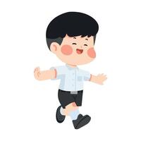 Cartoon Illustration of a Boy Running in School Uniform vector