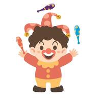Illustration of a Cartoon Clown Juggling vector
