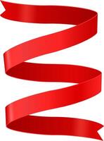 Shiny red ribbon swirling on a white background, creating a dynamic and celebratory visual perfect for festive designs and promotional materials vector