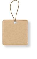 Realistic cardboard price tag hanging from a knotted brown string, isolated against a clean white background, offering ample space for customization and branding opportunities vector