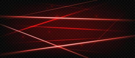 Red laser beams. Glowing crossing realistic 3d bright neon laser rays, safety system, tech design concept. Flare light effect, lazer scanner. Party and club background vector