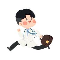Cartoon Doctor Running with Briefcase vector