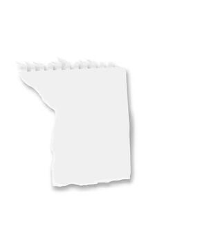 Close up of a blank white sheet of torn notebook paper, creating a textured and minimalist backdrop against a clean white background, perfect for displaying messages or designs vector