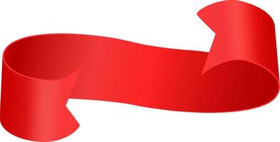 Red waving ribbon floating in the air with curled edges, creating a sense of movement and elegance, ideal for highlighting important information or adding a decorative touch vector