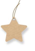 Brown star shaped price tag hanging from a knotted string, isolated on a white background, creating a simple yet effective visual for retail and promotional concepts vector