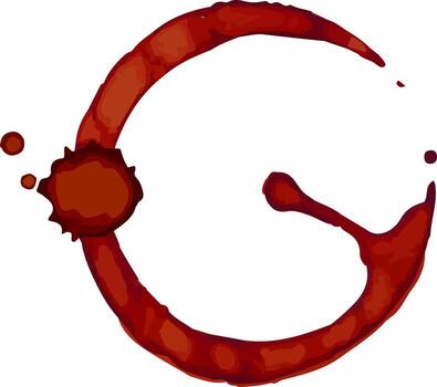 Coffee or tea cup stain forming an incomplete circle with some splatters around it, isolated on a white background, creating an abstract and textured design vector