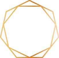 Golden gradient decagon frame radiating elegance against a clean white background, enhancing luxury designs with its geometric charm and bright, shiny metallic finish vector