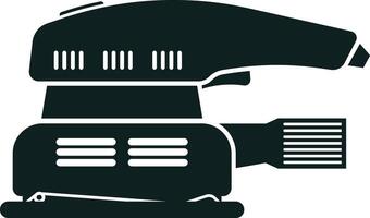 Orbital sander silhouette representing a power tool used for smoothing surfaces, typically in carpentry and woodworking, featuring a handle and a sanding pad vector